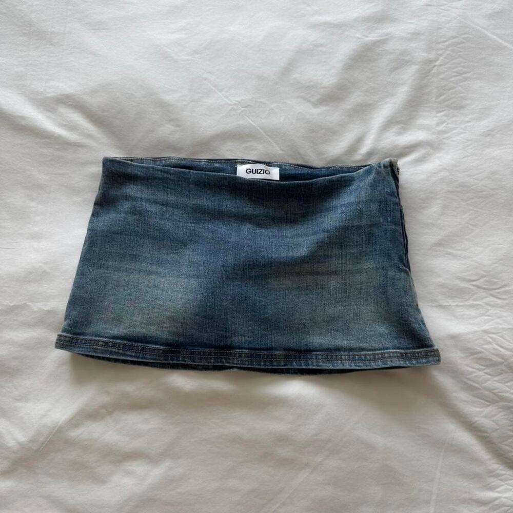 Guizio blue dark denim mini skort
